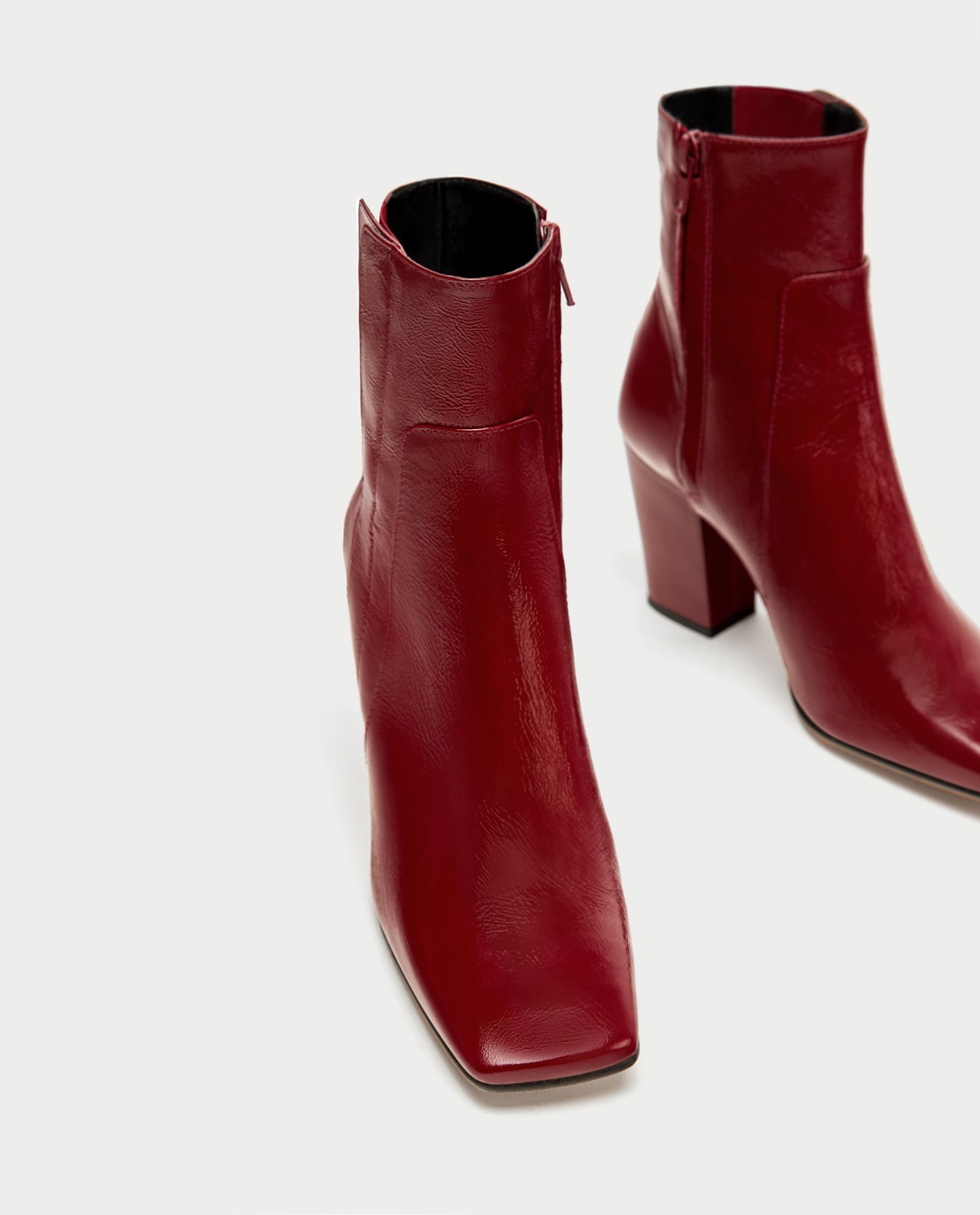 ZARA Women’s Red Leather Square Toe Ankle Boots EU 40 NWT 6900/201