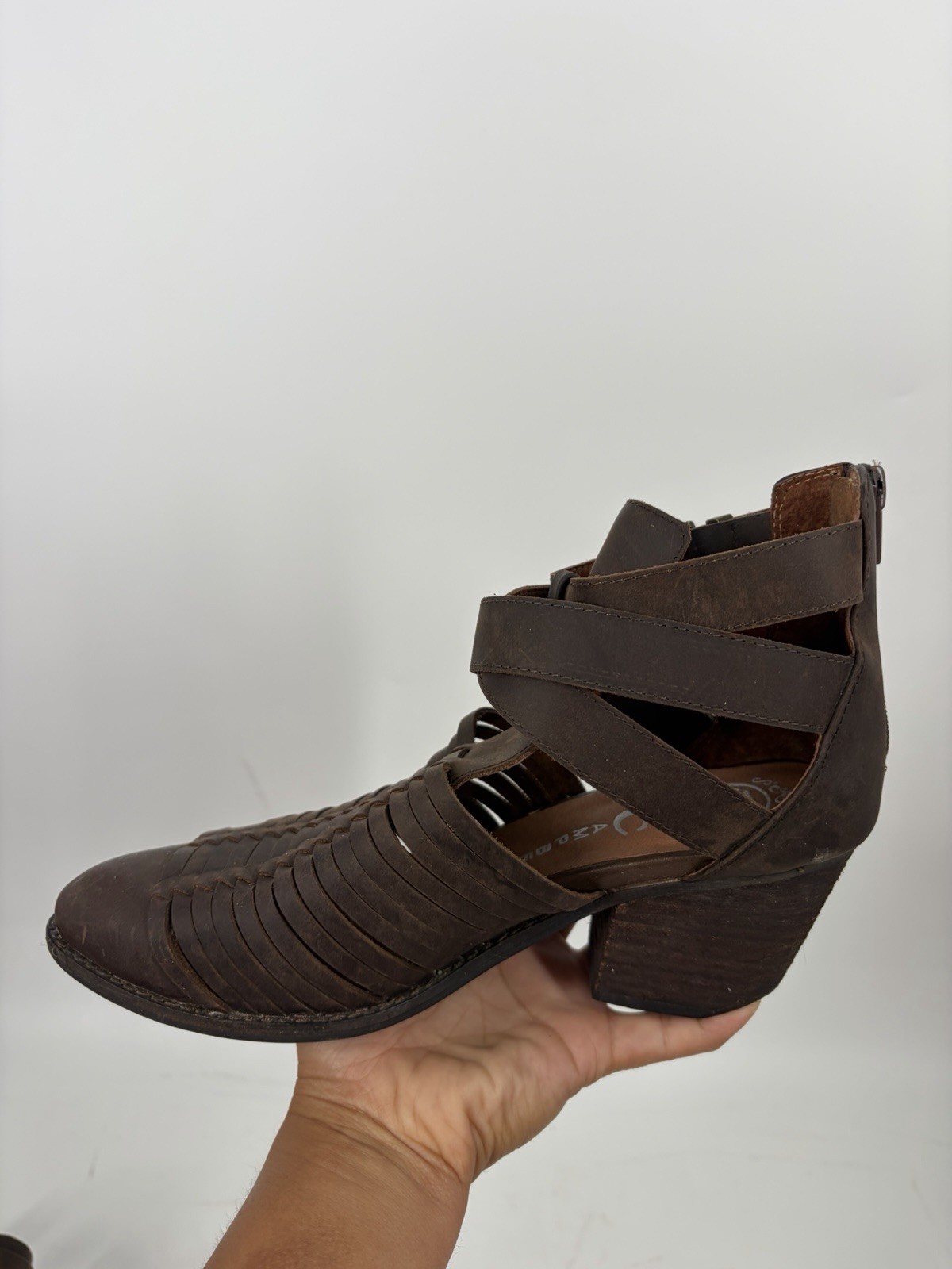 Jeffrey Campbell Stillwell Leather Moto Bootie Buckle Western Festival Boho 7.5