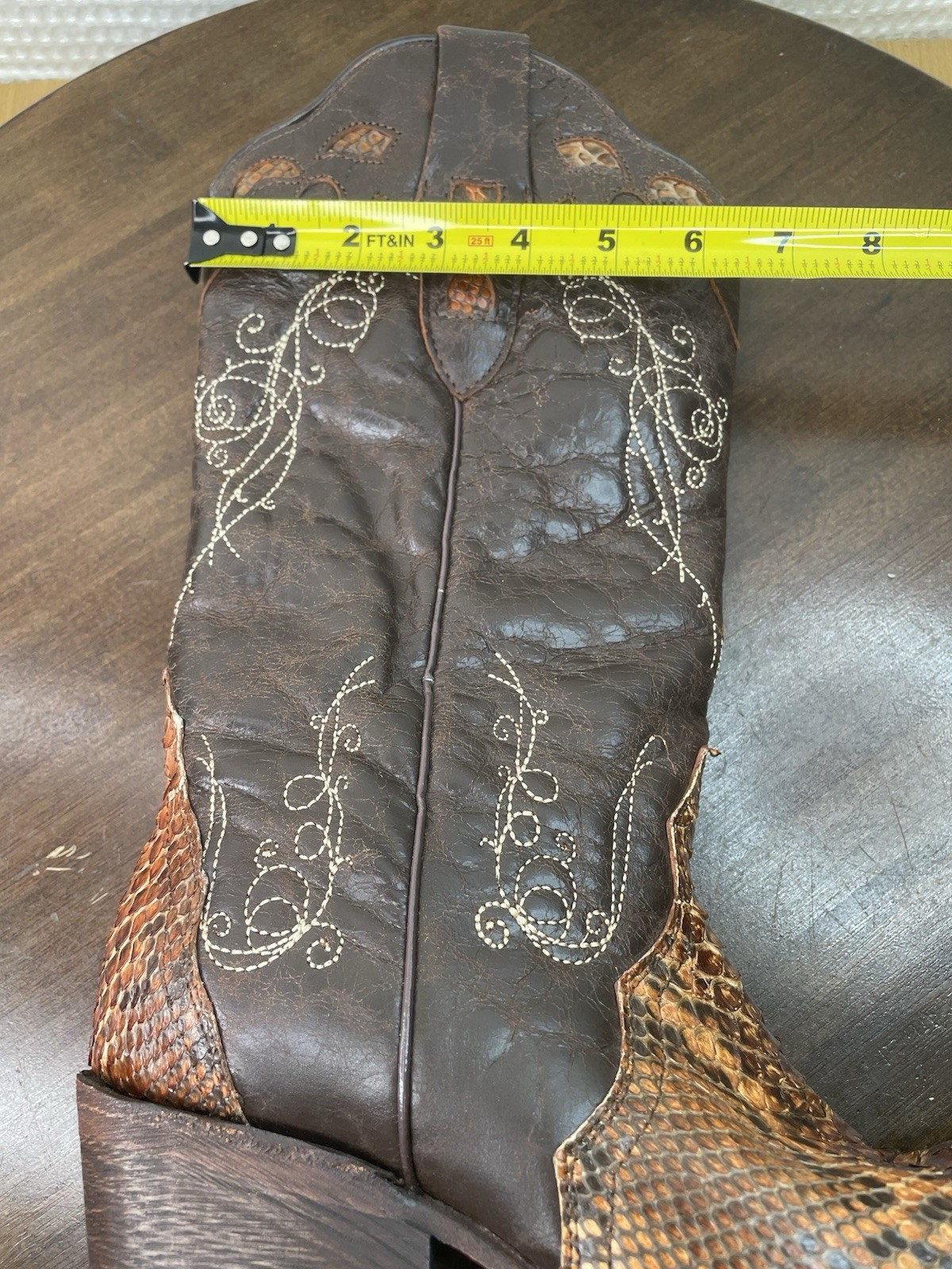 J.B. DILLON SNIP TOE COWBOY Snakeskin Brown Boots Women’s Size 8 B