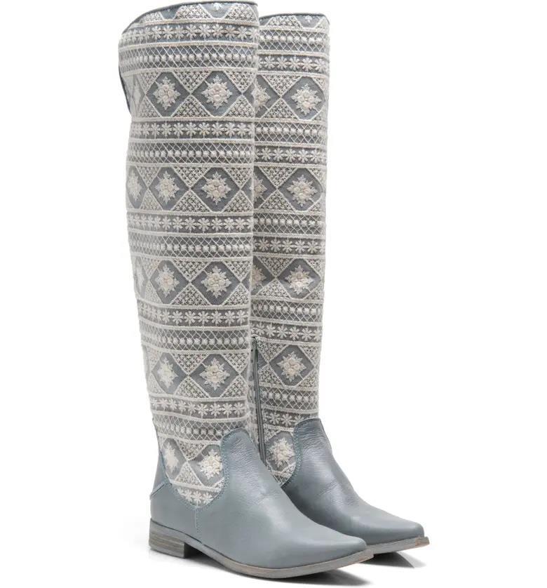 $298 – Free People Bren Slouch Crochet Tall Boot in Calm Waters Size 10 (40)