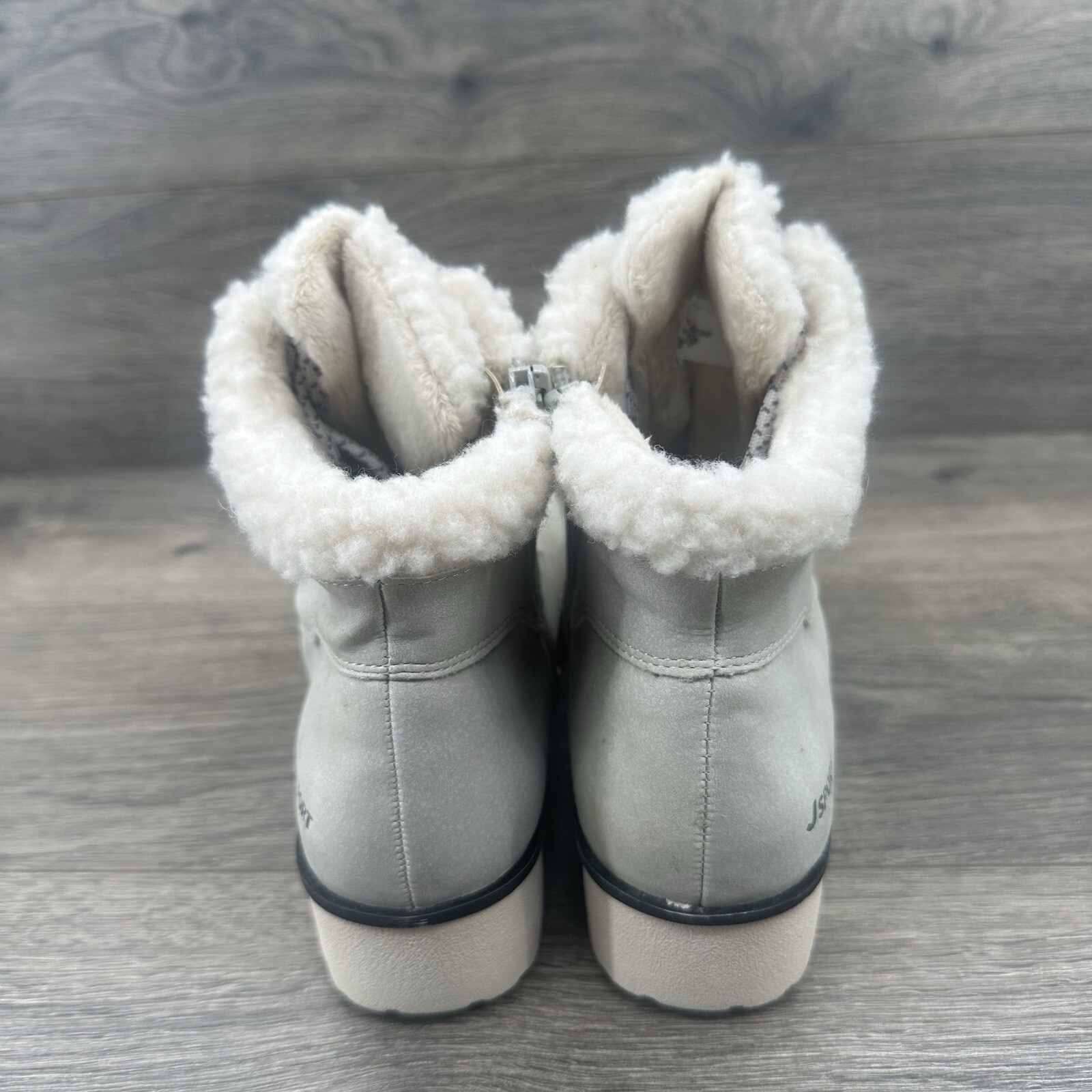 JSPORT Women’s Bluestone Boot Size 6 Stone White Ankle Lace Up Fur Lined