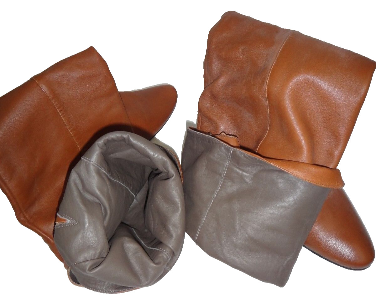 JOIE Vero Cuoio Knee High Flat Boots Brown Real Leather EU Size 40 / US Size 10