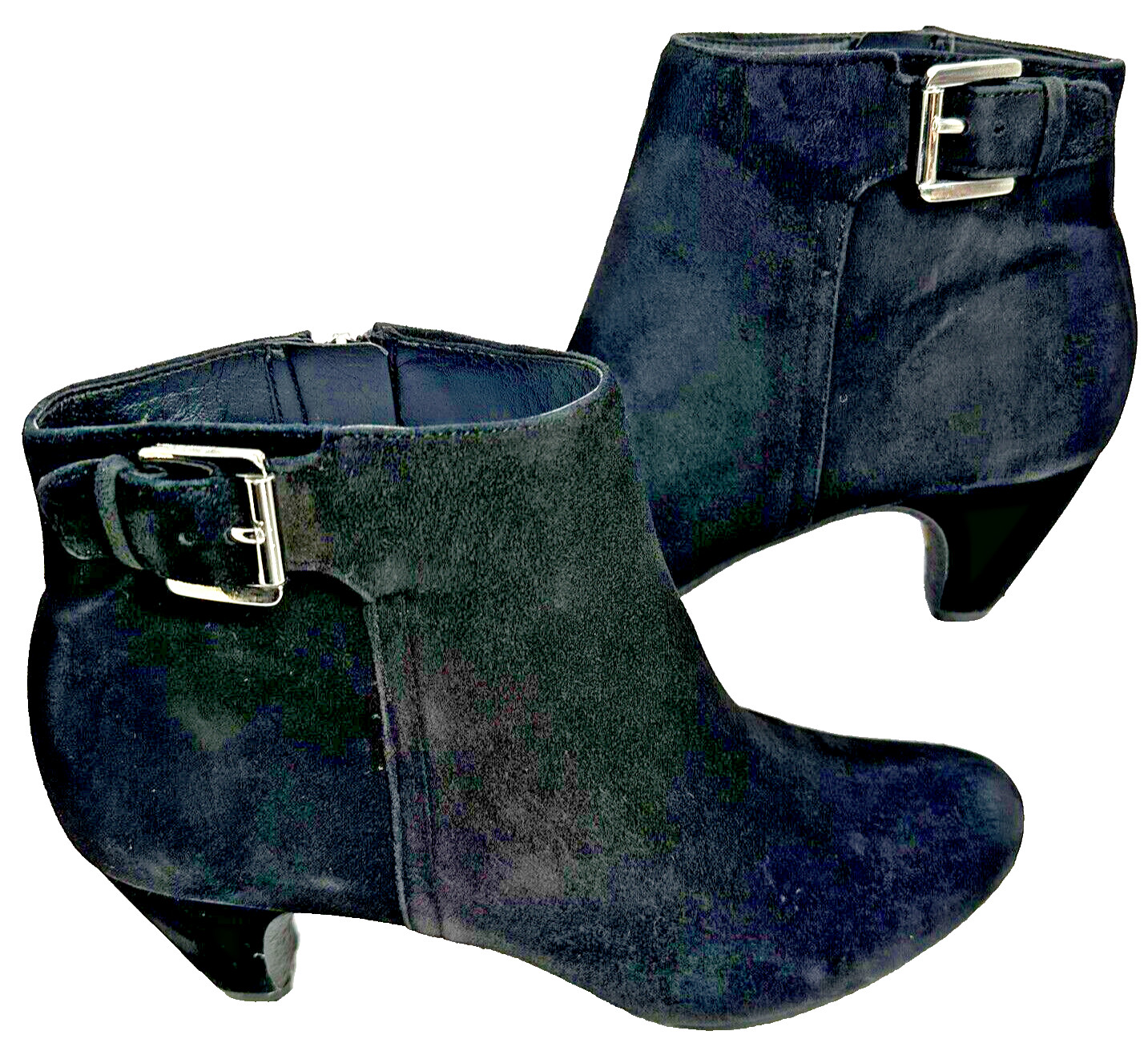 Sam Edelman Womens 7.5 Leather Ankle Boots 2.5 Heel Booties Black Morgan Zip