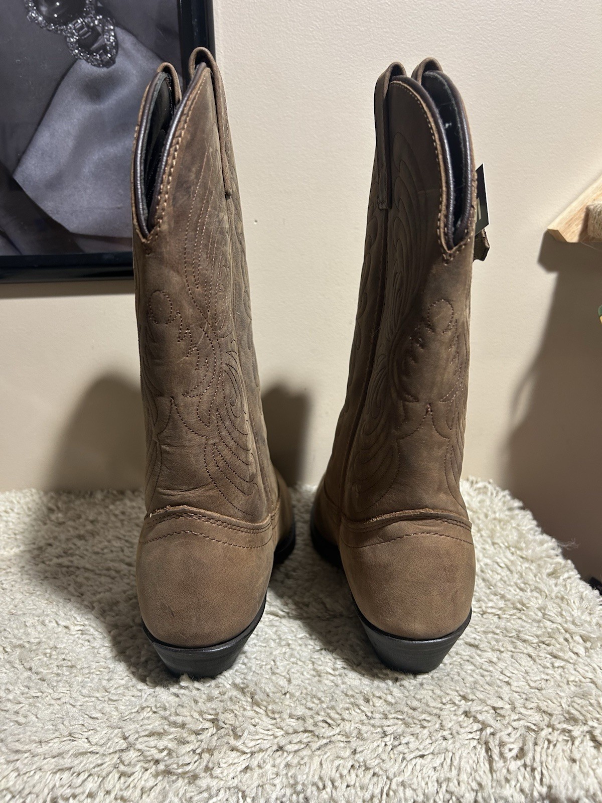 Sz 8.5 Women’s Materson Boot Co Brown Leather Cowgirl Boots Style RB7440 NWT