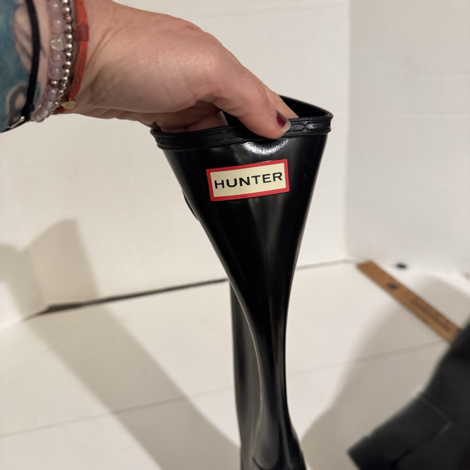 Hunter Original Tall Gloss Adjustable Women’s Rain Boots – Black, 8/39
