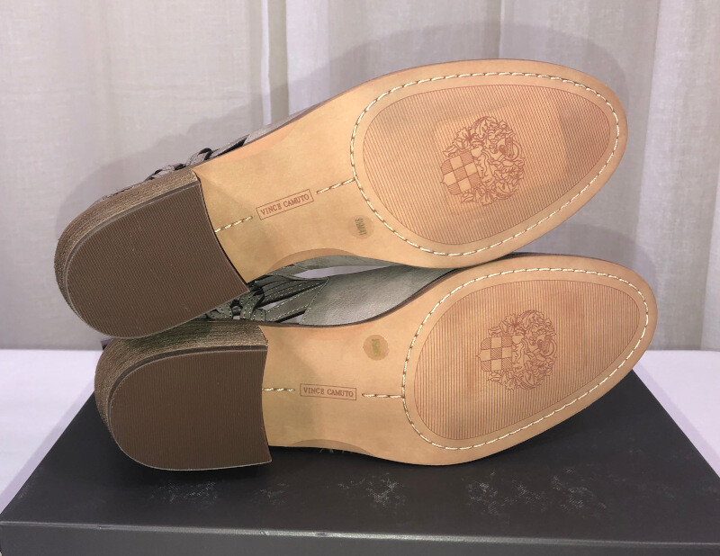 NIB Vince Camuto Prestetta Cutout Leather Ankle Boot US 9.5/41 Elephant/Back Zip