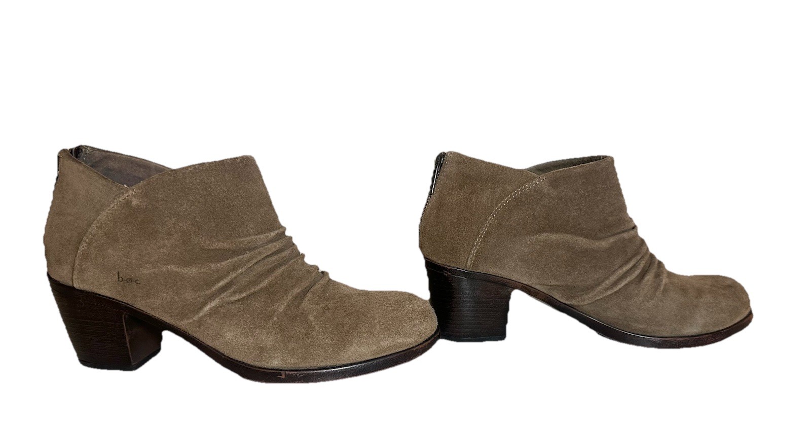 BOC Women Settle Light Brown Leather Suede Slouch Ruched Ankle Boots Booties 10