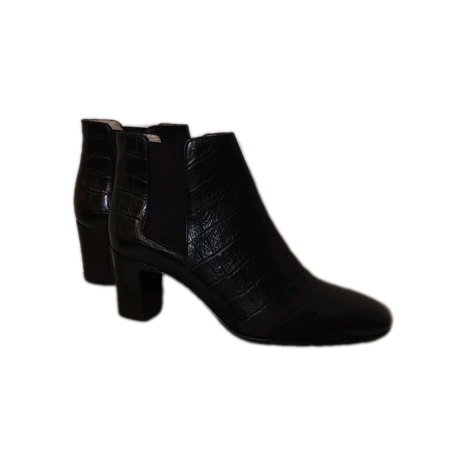 Hobbs London Womens Petra Ankle Boot Crocodile Print Black Us 5