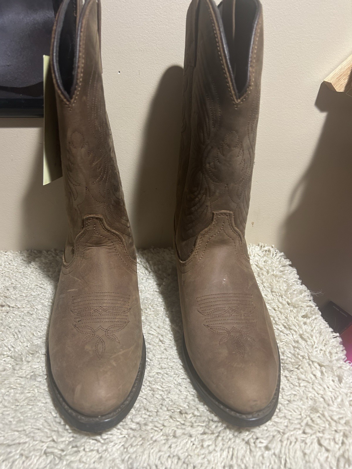 Sz 8.5 Women’s Materson Boot Co Brown Leather Cowgirl Boots Style RB7440 NWT