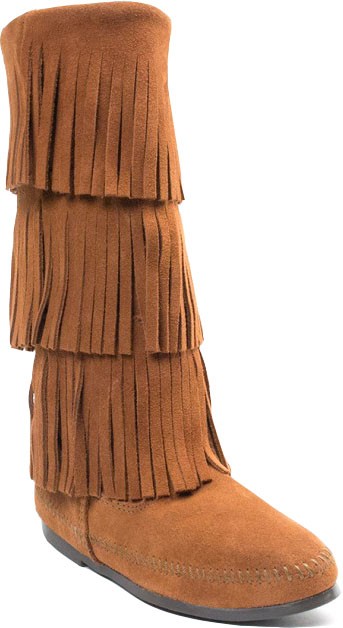 Minnetonka Women’s 1632 – Calf Hi 3-Layer Fringe Boot 5 M