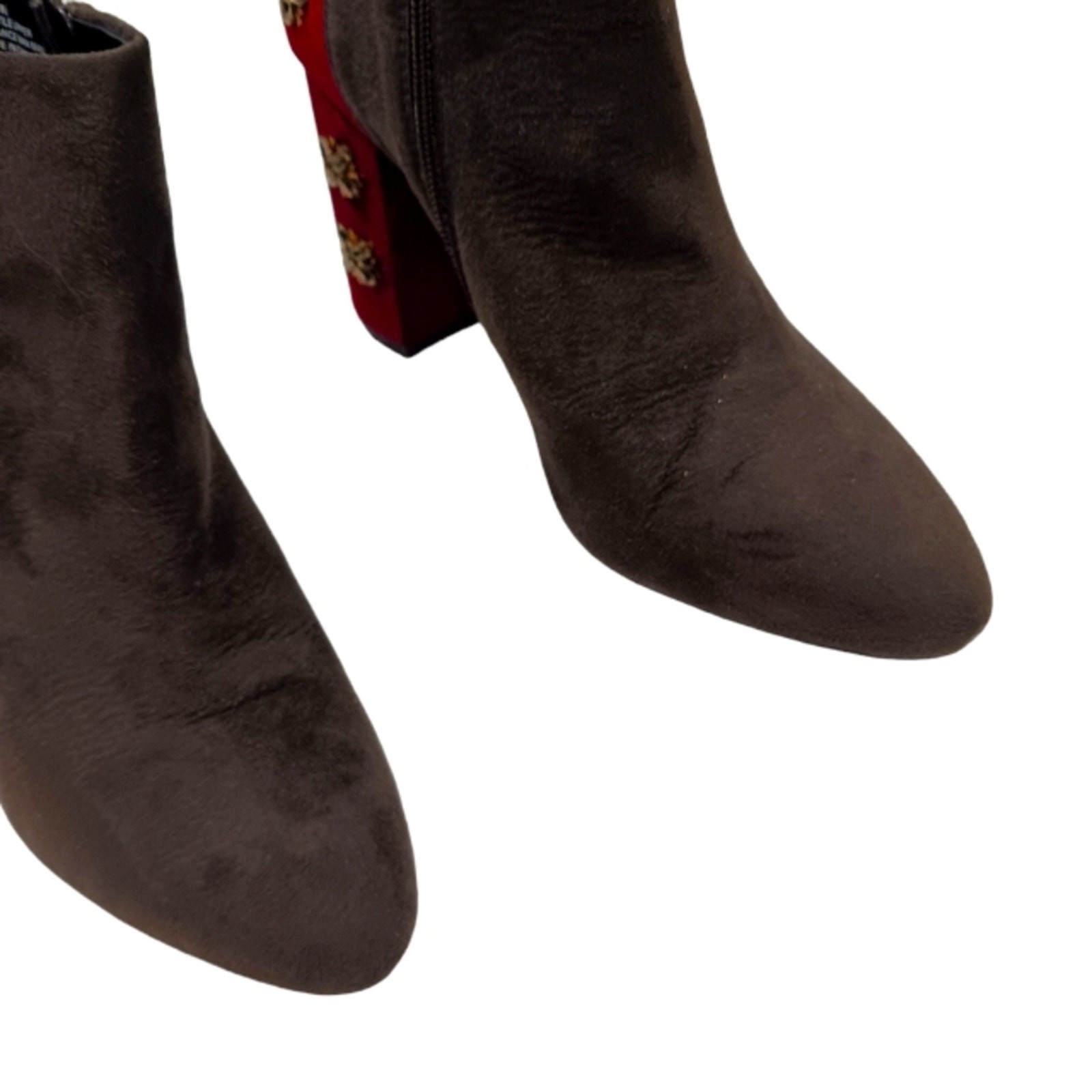 Faryl Roen Ankle Boots Sz 8.5 Maroon Colorblock Jeweled Cowgirl Boho Patchwork