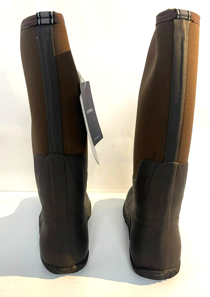 Hisea Brown and Black AquaX Men’s Rain Boots, Outdoor Casual Boots (US Size 11)