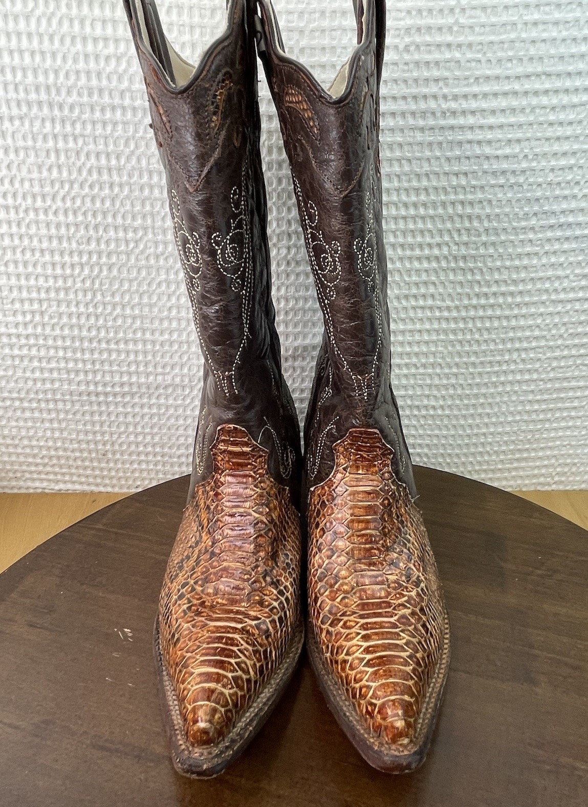 J.B. DILLON SNIP TOE COWBOY Snakeskin Brown Boots Women’s Size 8 B