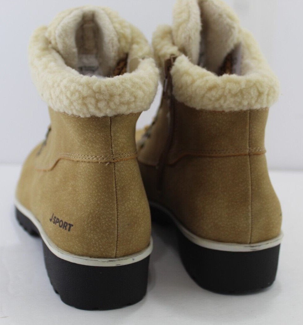 JSport Women’s BLUESTONE Memory Foam Boots Shoes Size 7 M Tan lace up NEW