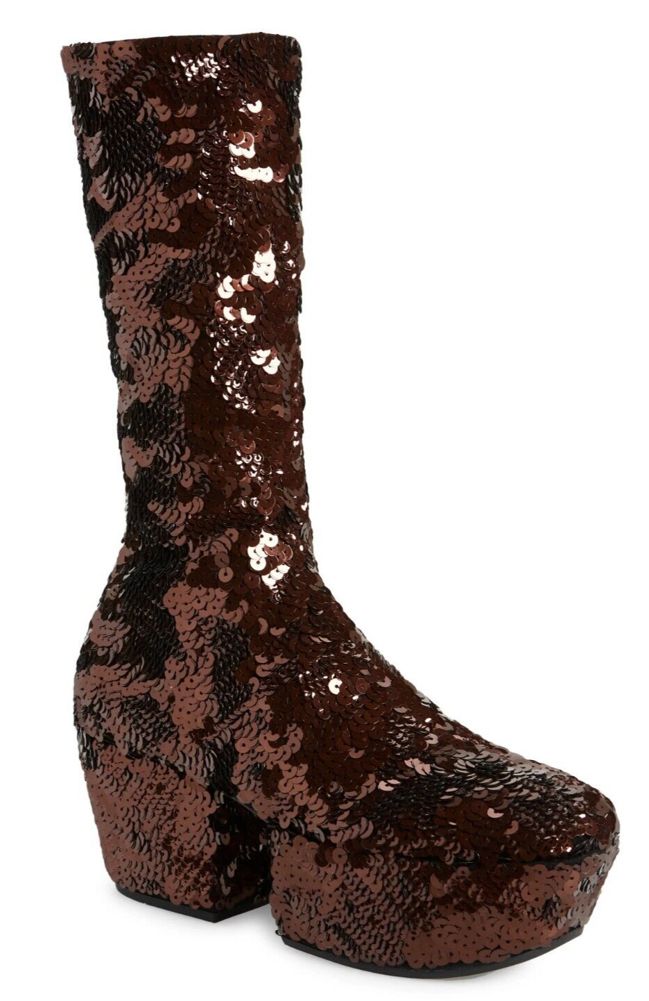 Prada Women’s Sequin Mid-Calf Platform Boots Marrone Size 35.5 / US 5.5 – Italy