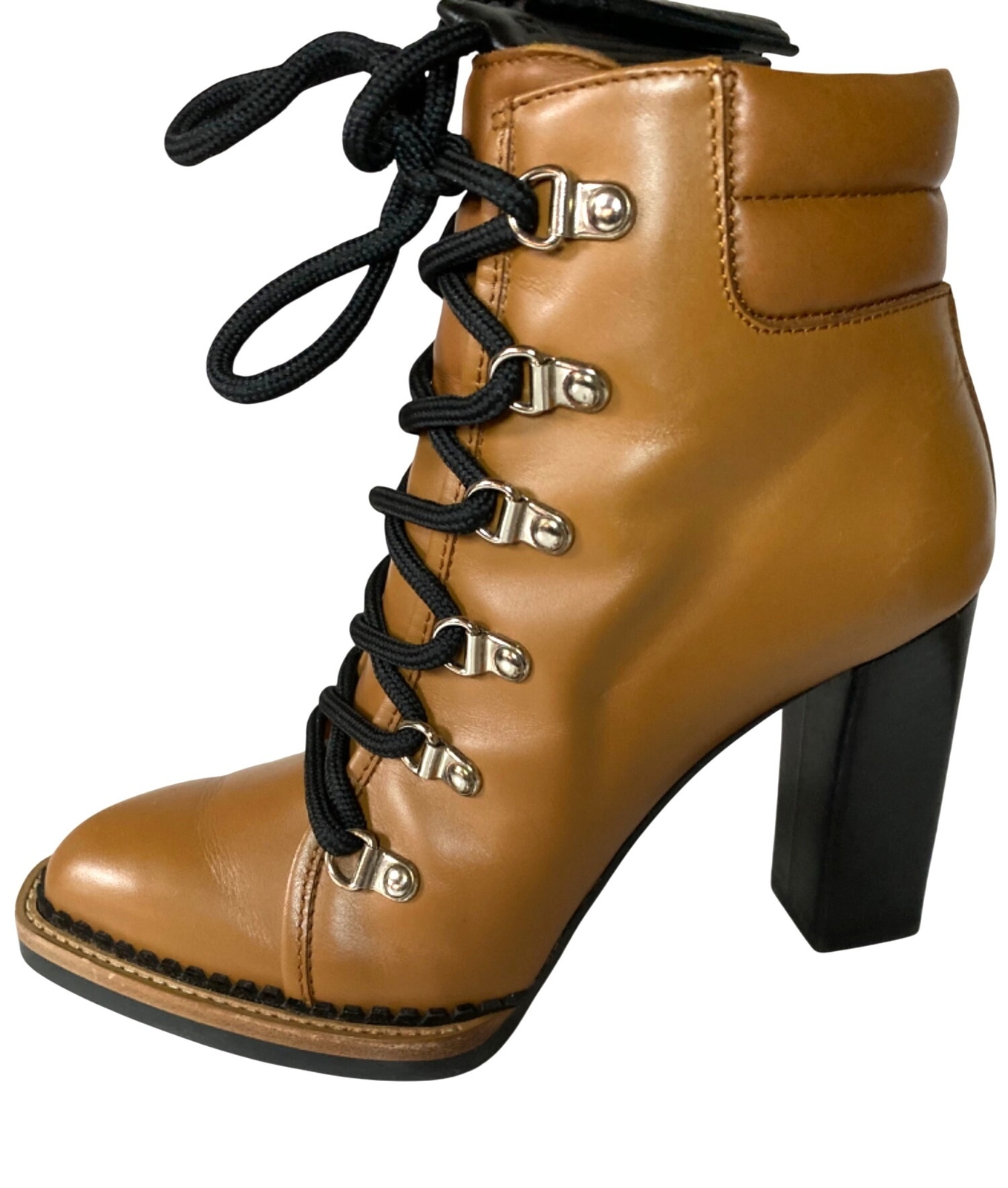 Tods Lace Up Tasseled Leather Ankle Boots Womens EU 36.5 US 6.5 Brown Camel