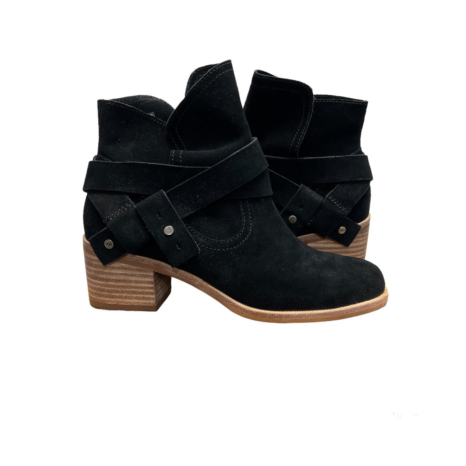 Women’s UGG Elora Block Heel Leather Suede Booties Business Casual 6 WORN 1X