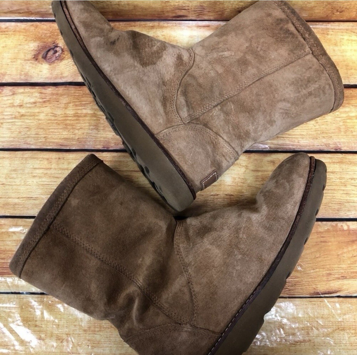 UGG Selia Short Chestnut Brown Side Zipper Boots Womens 8 / 39 (m6u)