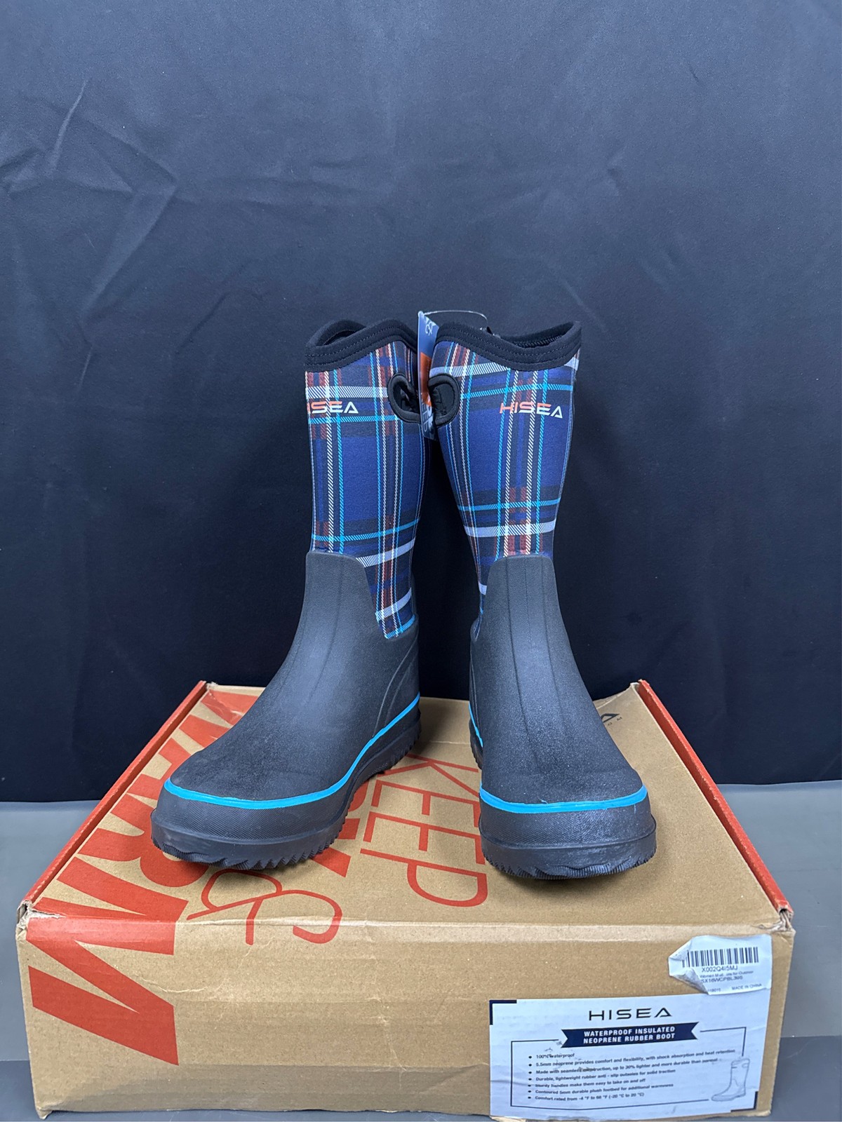 HISEA Women Mud Boots, Neoprene Rubber Garden Shoes Waterproof Mid Calf Rain B 1