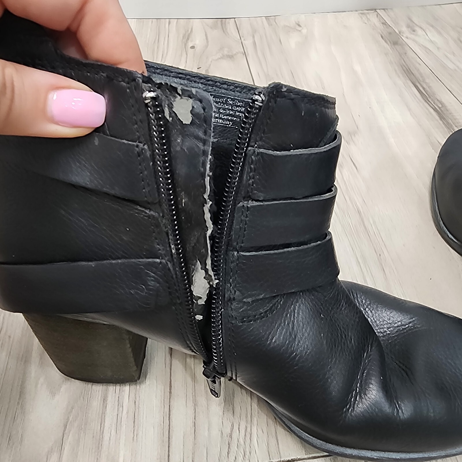 Josef Seibel Brittany Womens Black Leather Buckle Straps Zip Bootie Size US 6.5