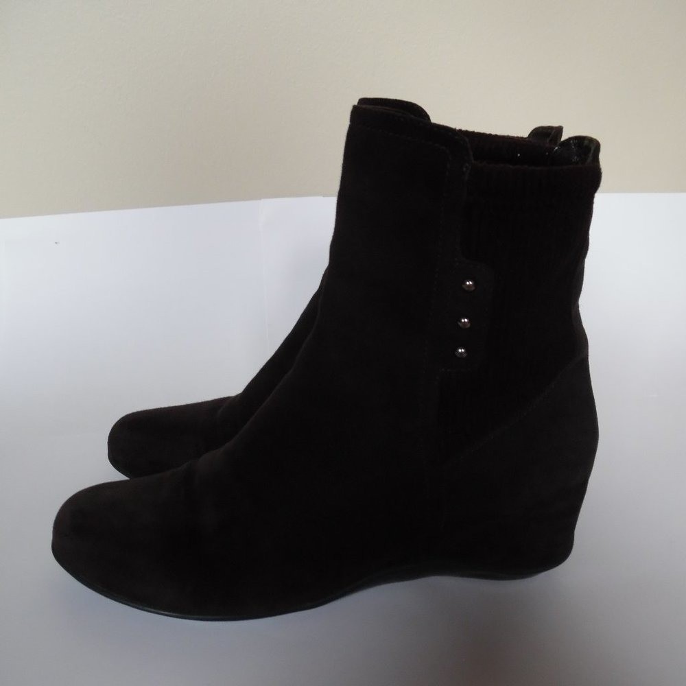 Aquatalia Versa Brown Chelsea Wedge Ankle Suede Non slip Waterproof Boots Shoes