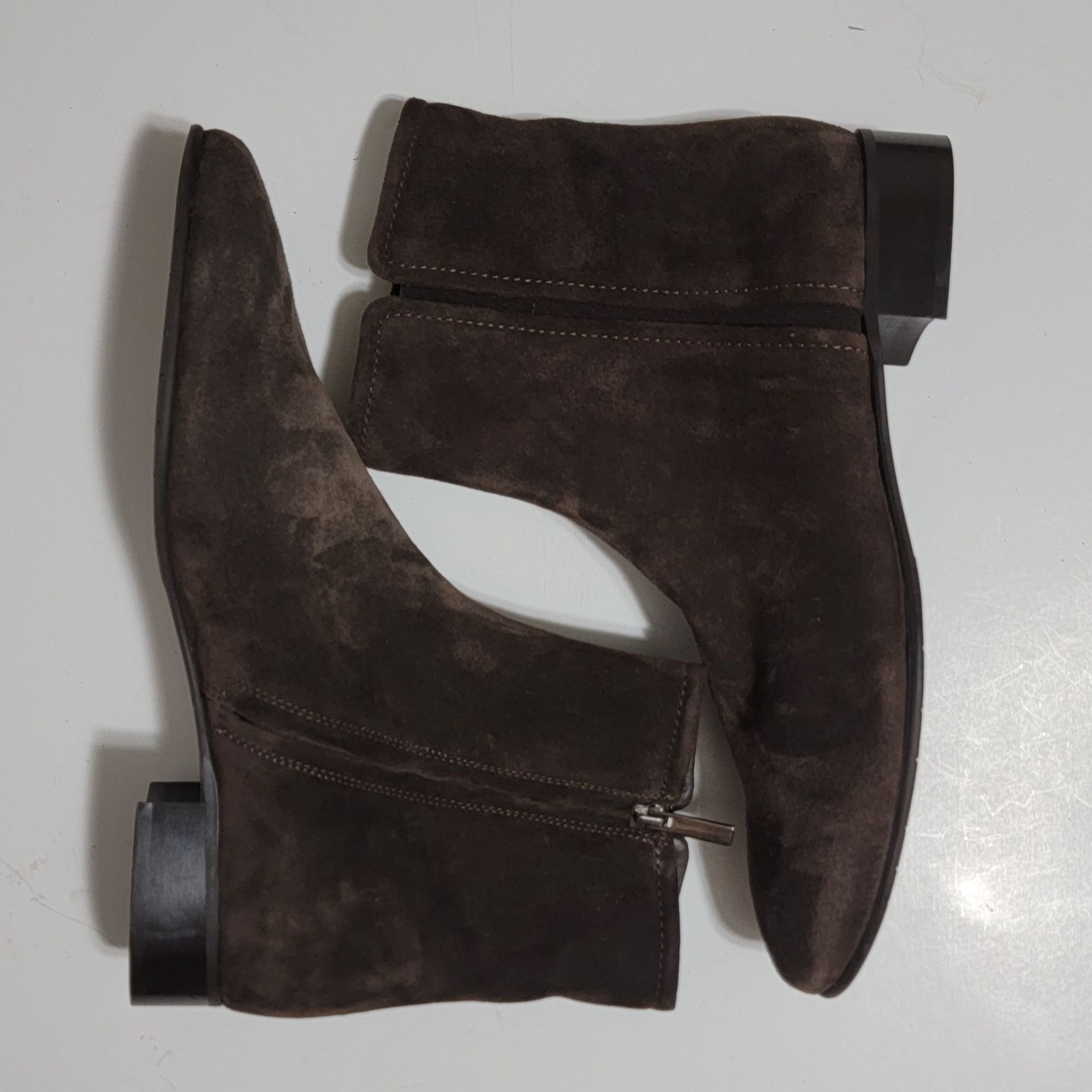 Aquatalia Chocolate Brown Suede Ankle Boot Womens 12 Contemporary Chic Basic New