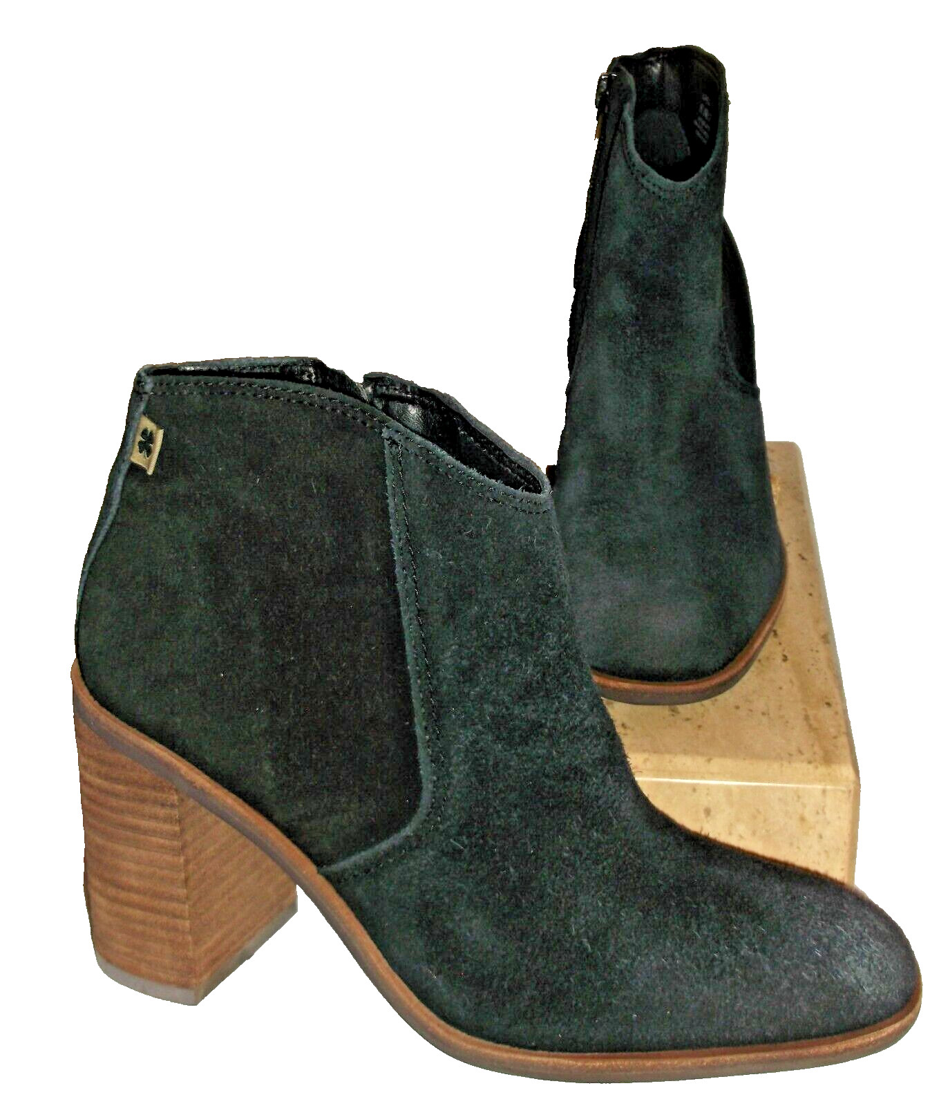 Lucky Brand Women’s Black Suede Pellyon Heeled Zip Bootie Boots 6-1/2 M
