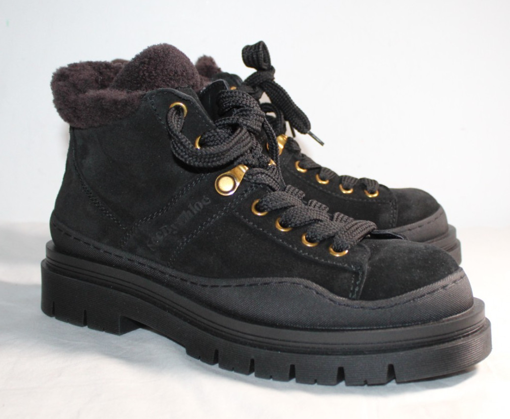 NWOB See by Chloé Maeliss Shearling Suede Ankle Lace Up Hiking Boots Booties 41