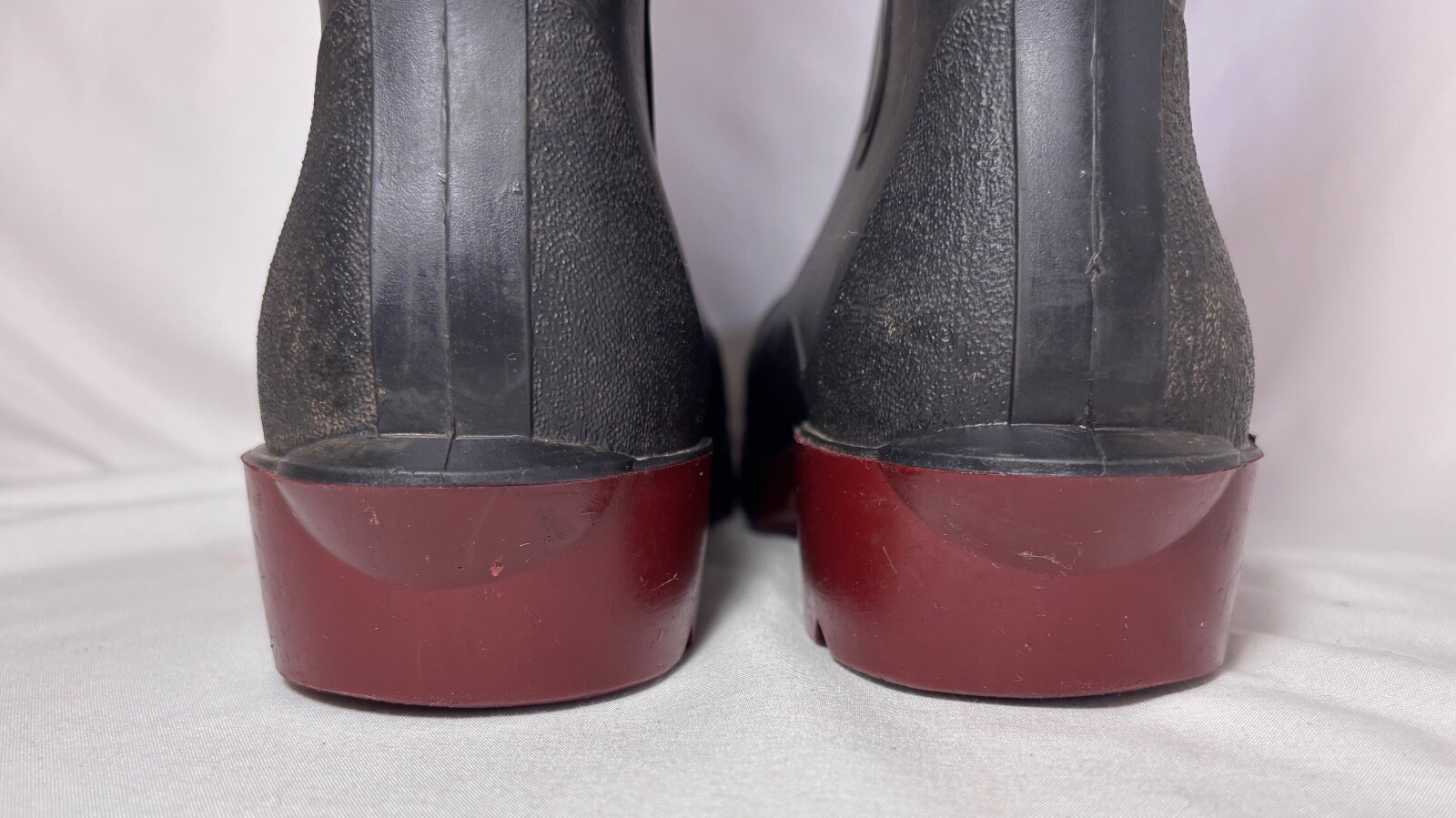 LaCrosse Black/Maroon Bottom Tall Pull On Rubber Garden Rain Boots Sz 8