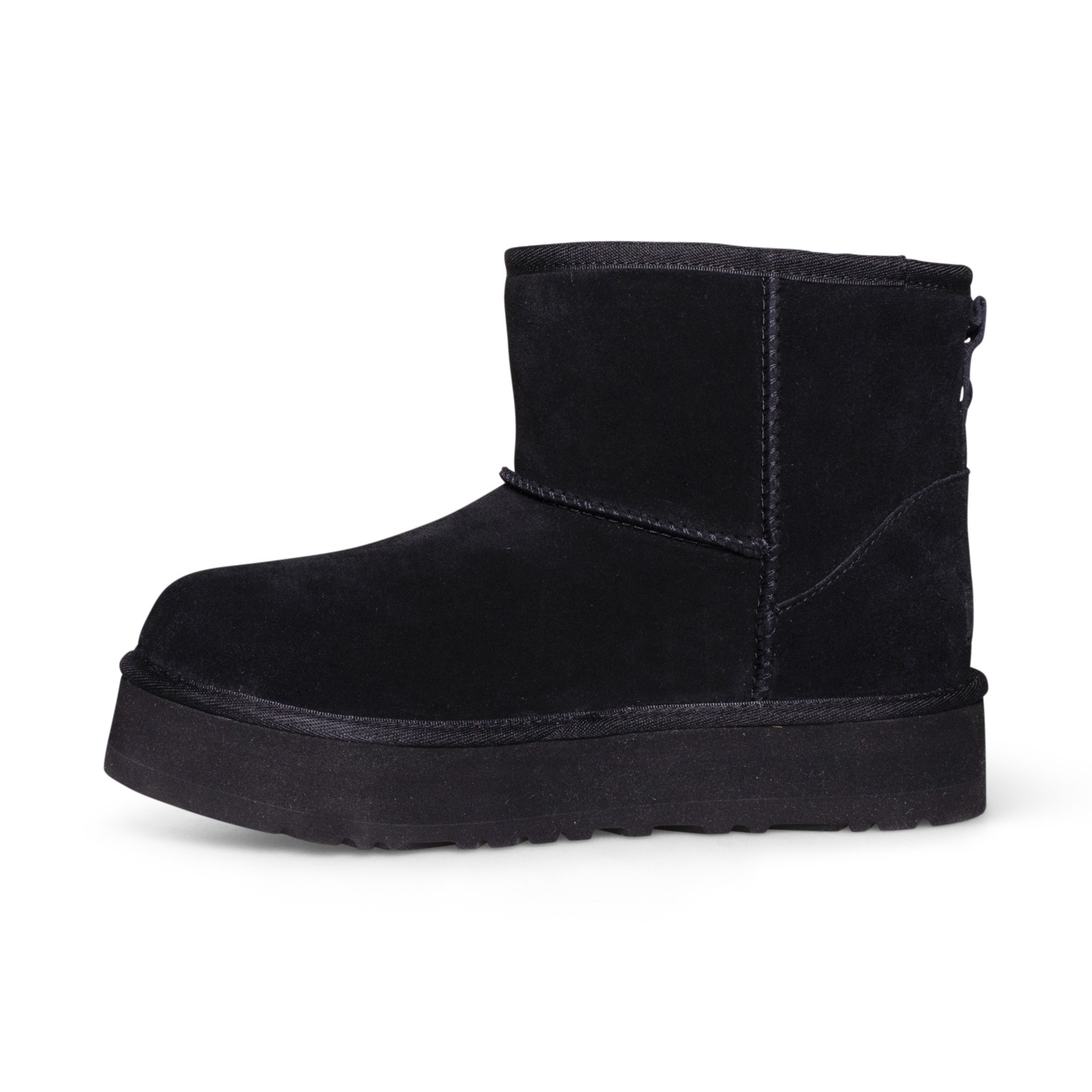 UGG CLASSIC MINI PLATFORM BLACK SUEDE BOOTS SIZE US YOUTH 6 FIT’S WOMENS 8 NEW
