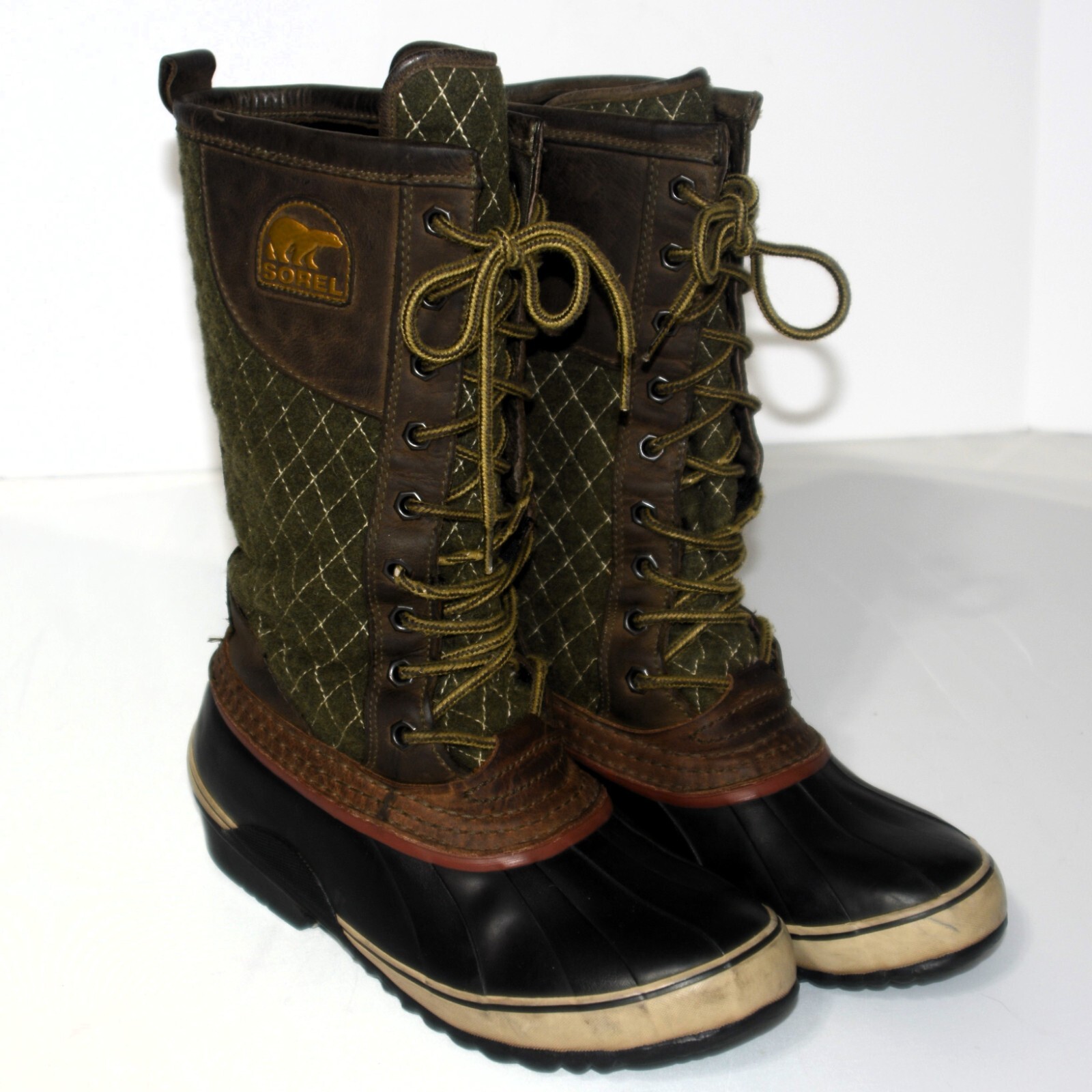 Sorel Womens Winter Snow Boots Sz 9 US Brown Leather Rubber Knee High Waterproof