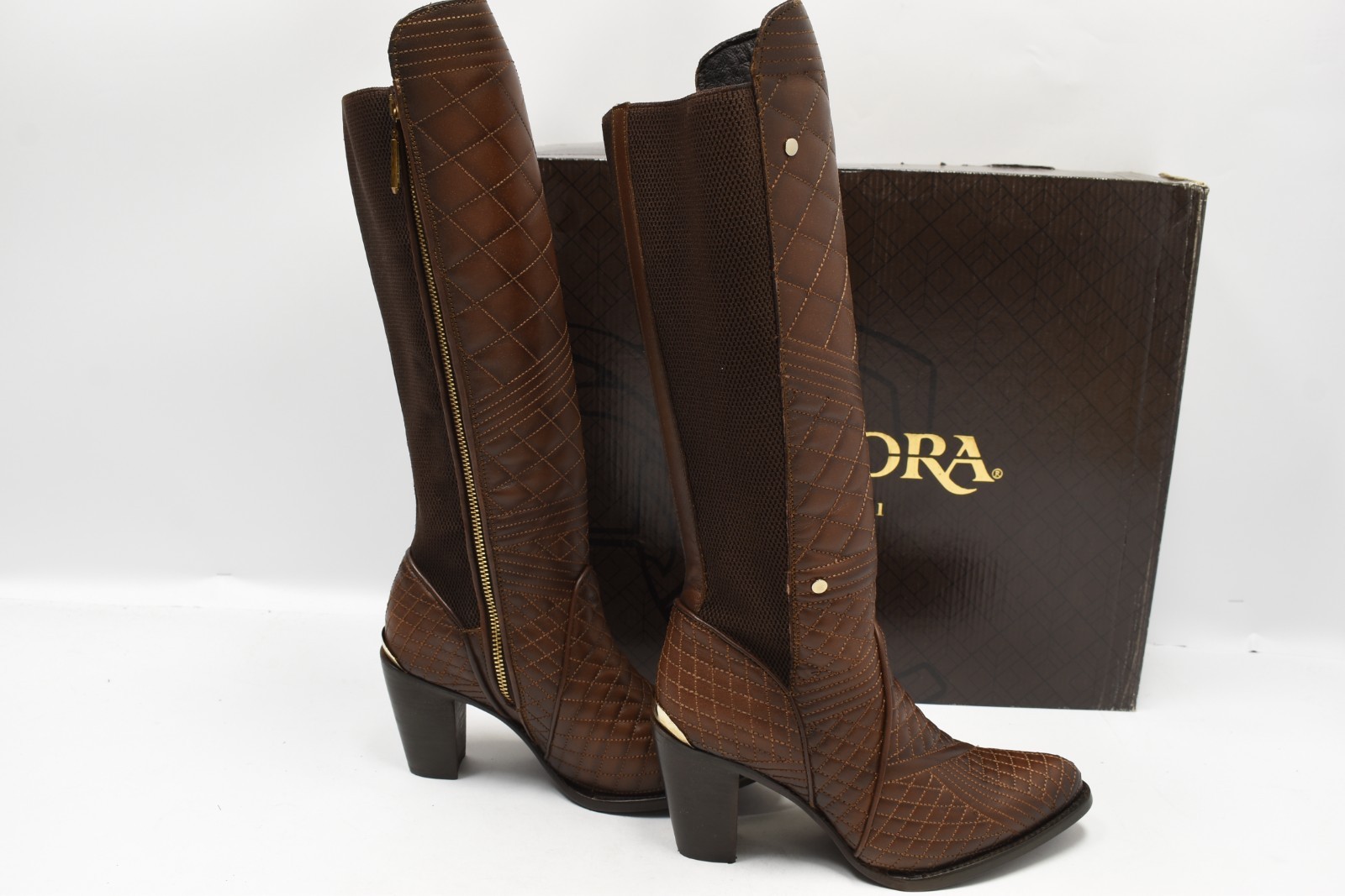 Cuadra Ladies Honey Embroidery Round Toe Boot Cowhide Leather CU402 US Size 6.5