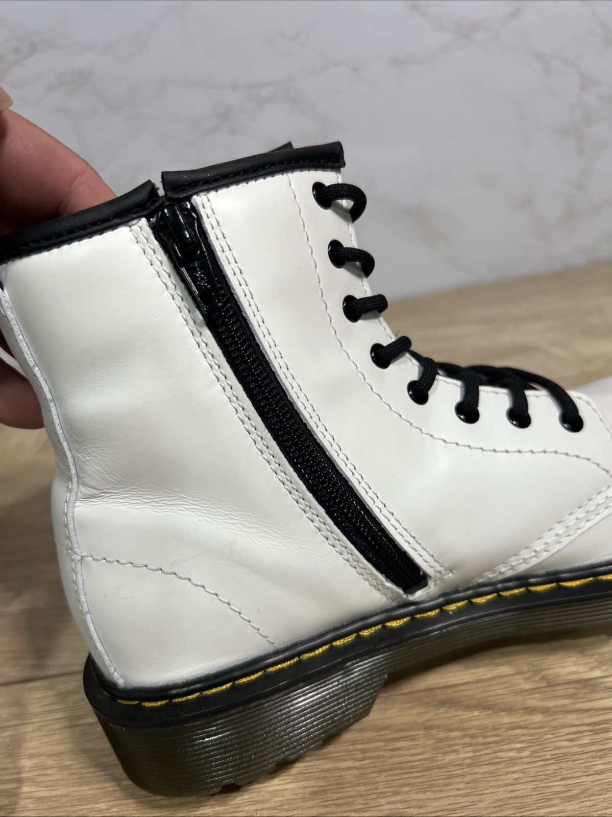 Dr. Martens 1460J White Leather Unisex Kids Boots Romario 25634100 Size 5