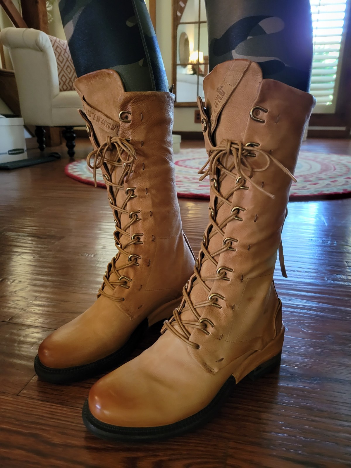 Women’s A.S.98 Steward Honey Leather Mid-Calf Combat Boots Lace-Up US 7 EU 37