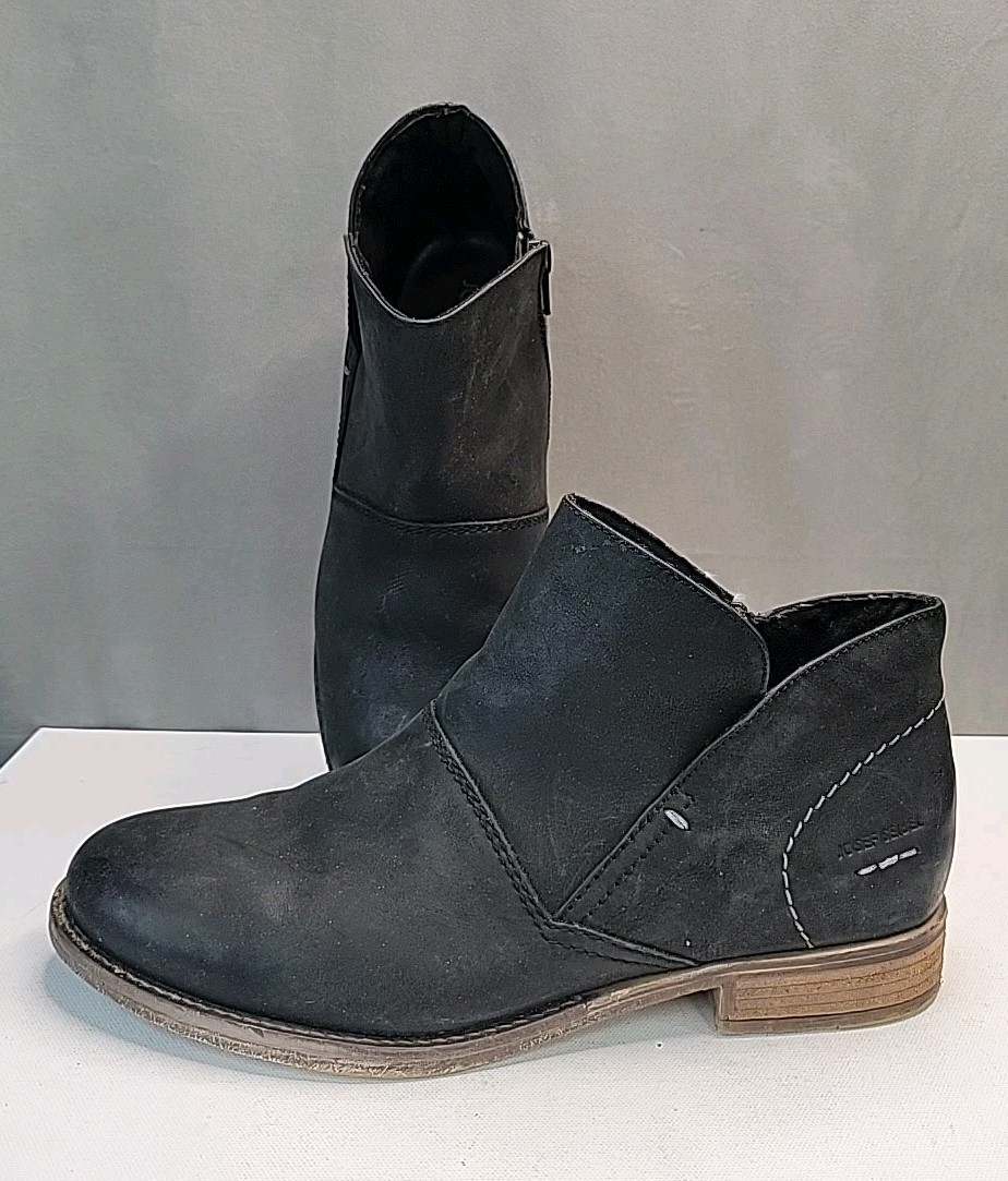Josef Seibel Sienna Boots Womens 10 – 10.5 41 Black Leather Booties Ankle, NICE!