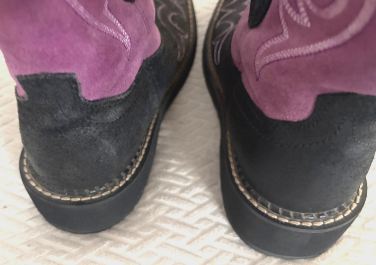 Ariat Fatbaby Womens 7.5B Black Purple Leather Suede Western Boots