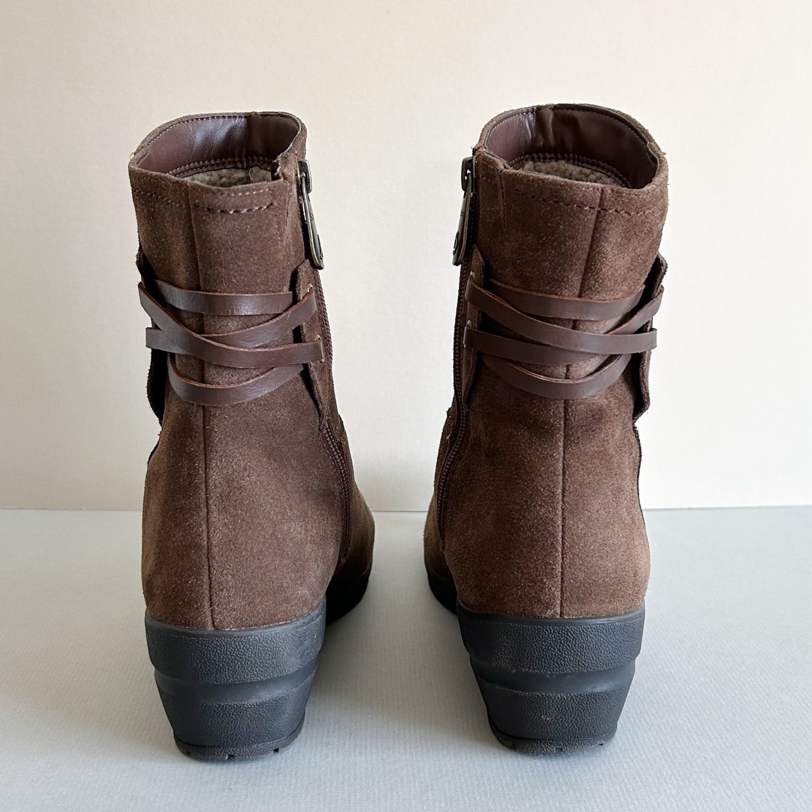 Blondo AquaProtect Genuine Suede Leather Brown Fleece Lined Wedge Heel Boots 11