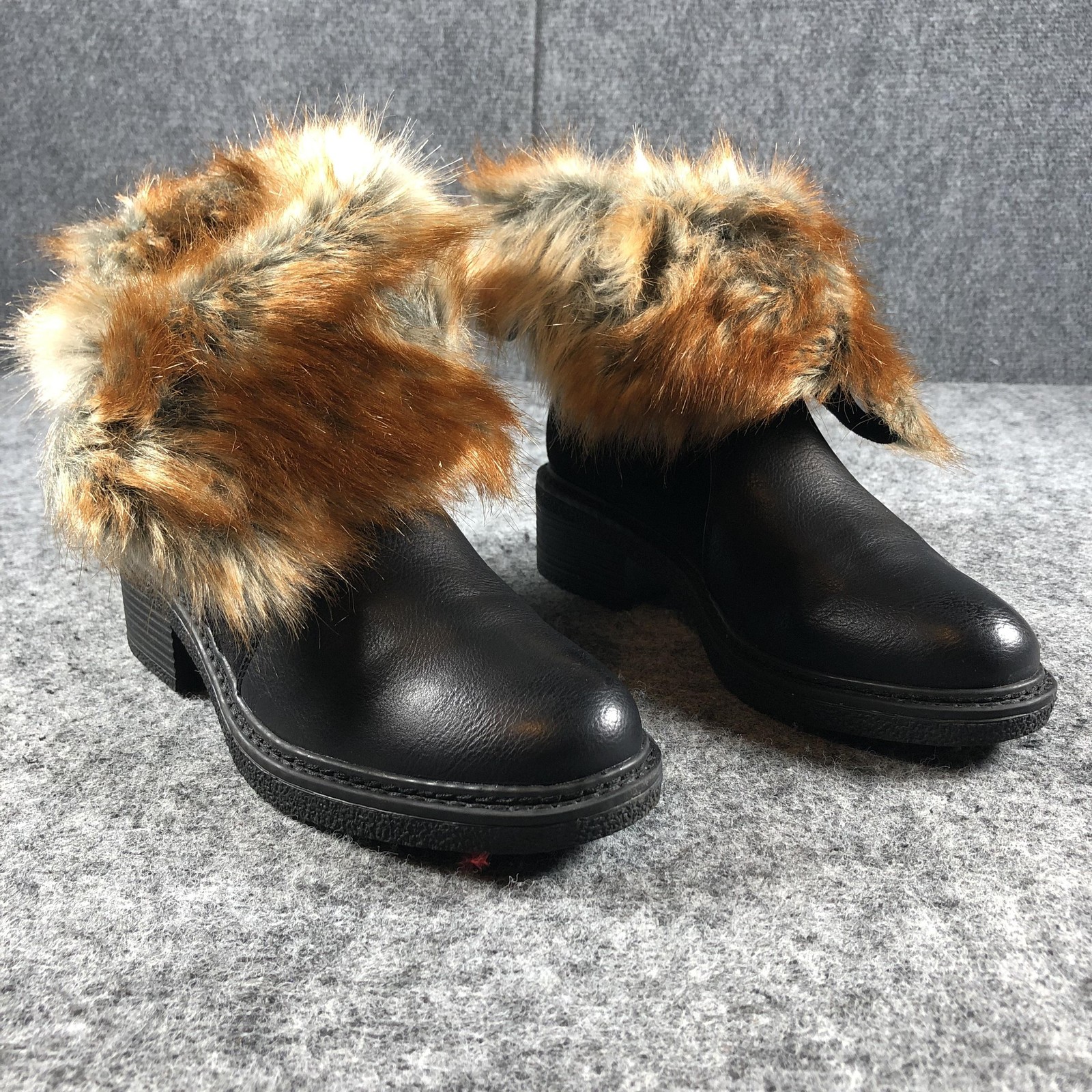 Patrizia by Spring Step Boots Womens Size 6 Black Saige-B Faux Fur Ankle Zip