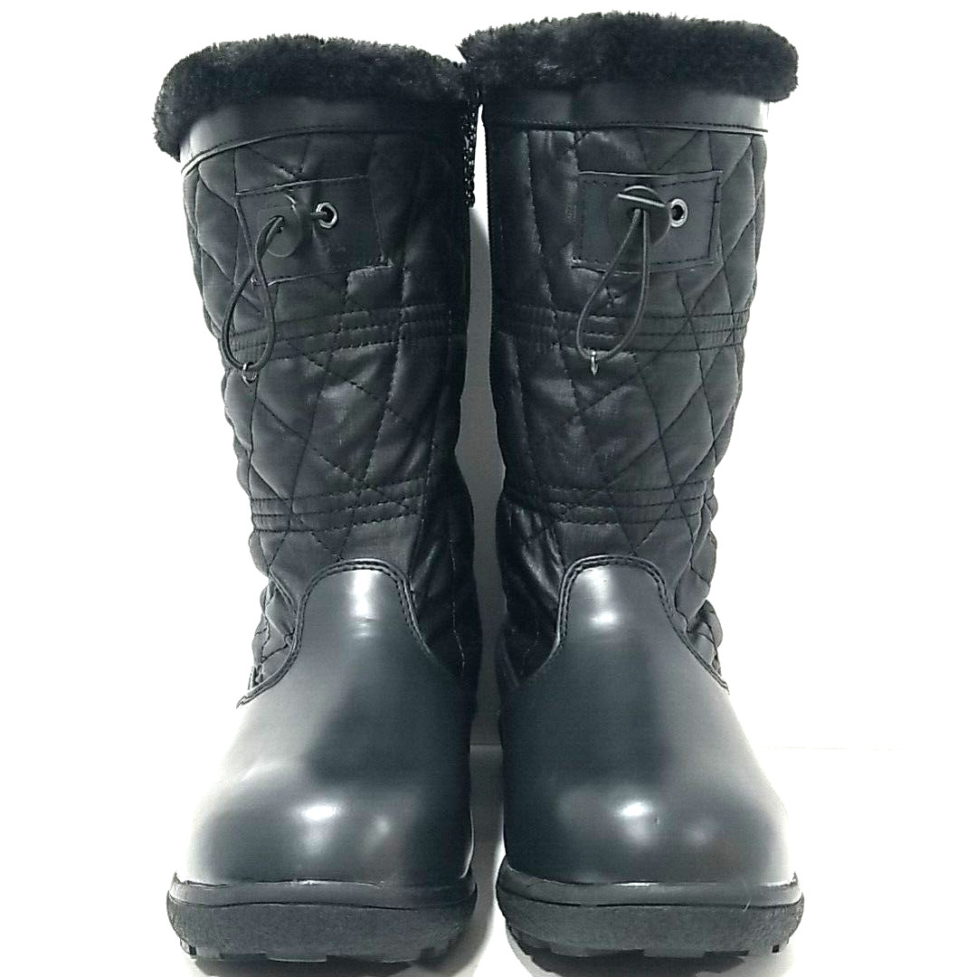 Totes Betsy Snow Boots Womens 8M Black Waterproof Winter Faux Fur Lined Side Zip