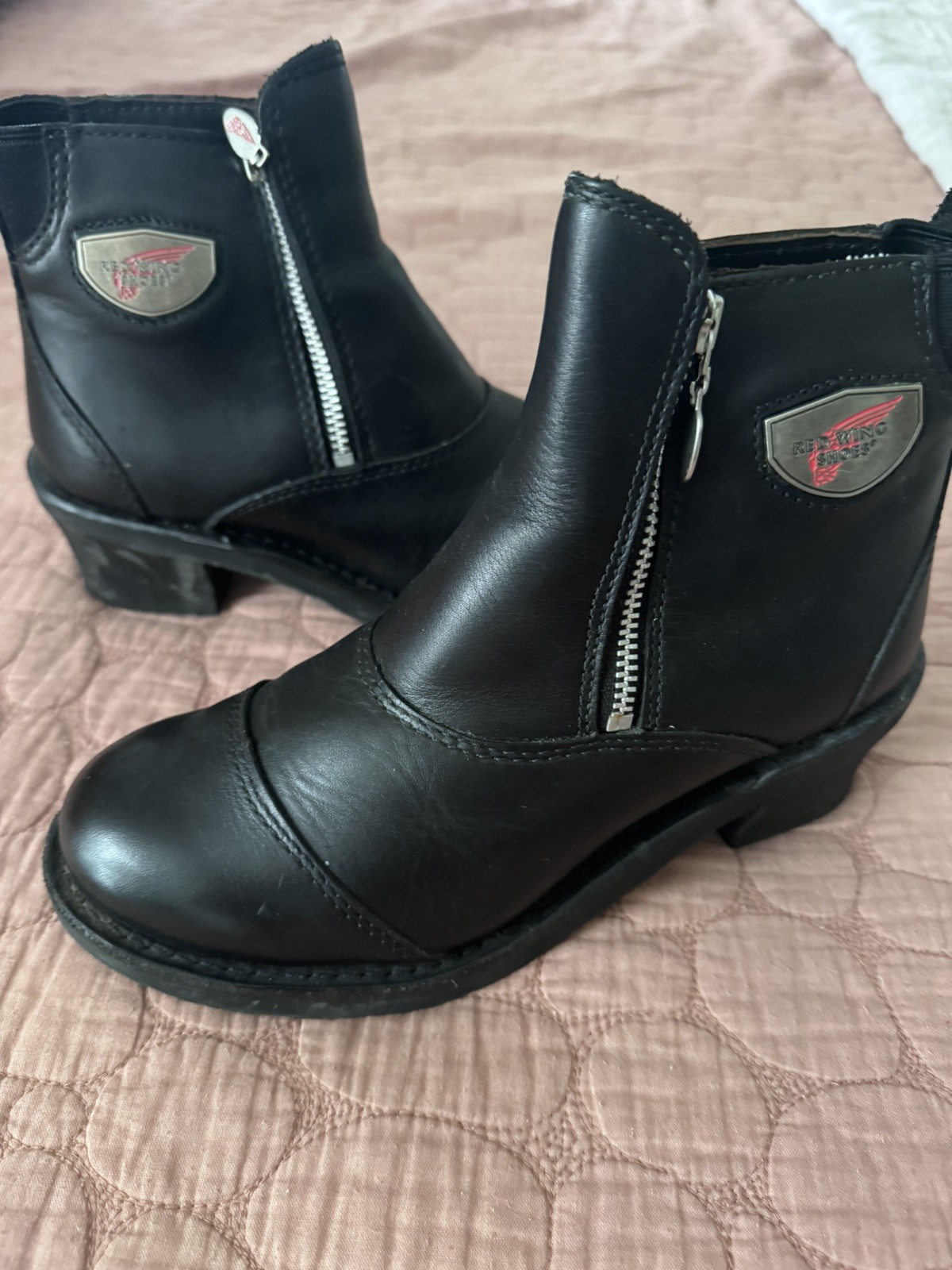 Red Wing 1671 Harley Davidson Motorcycle Boots Double Zip Women’s 7.5