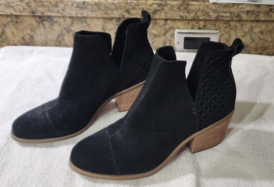 Toms Womens Everly Black Almond Toe Ankle Boots 10 Medium (B,M)