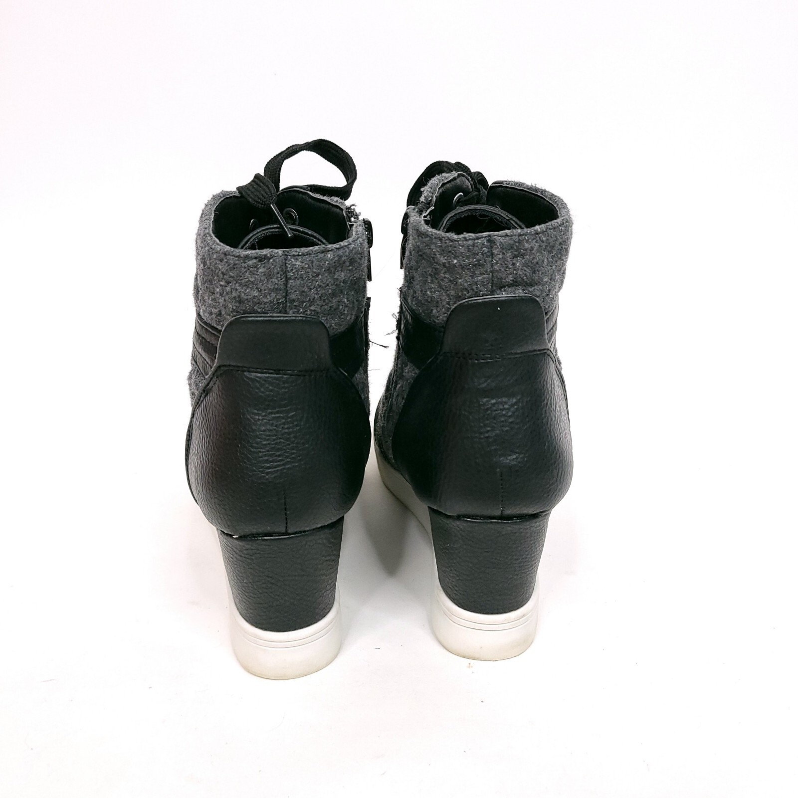 Maurices Claire Ankle Booties Black Gray Womens Size 11 Lace Up Wedge