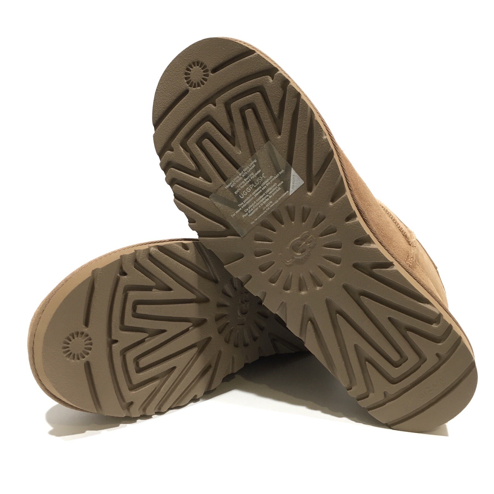 UGG CLASSIC MINI UGG RUBBER LOGO BOOTS -CHESTNUT SUEDE /UGGPure -WOMEN’S US 10