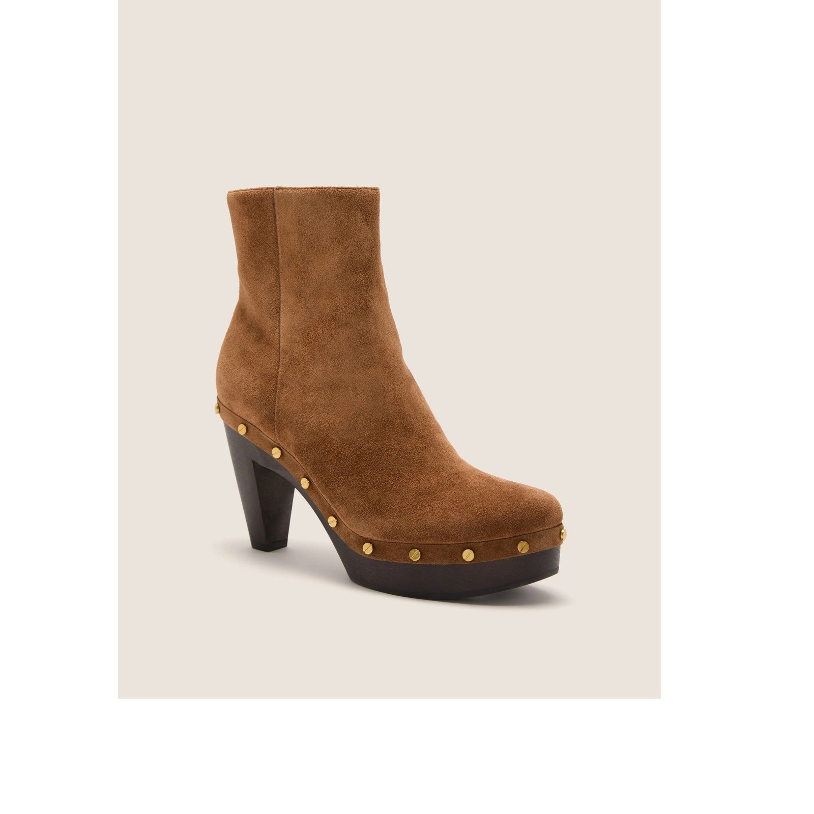 Veronica Beard Brown Suede Studded Gavi Platform Ankle Boots Water Repellent 8.5
