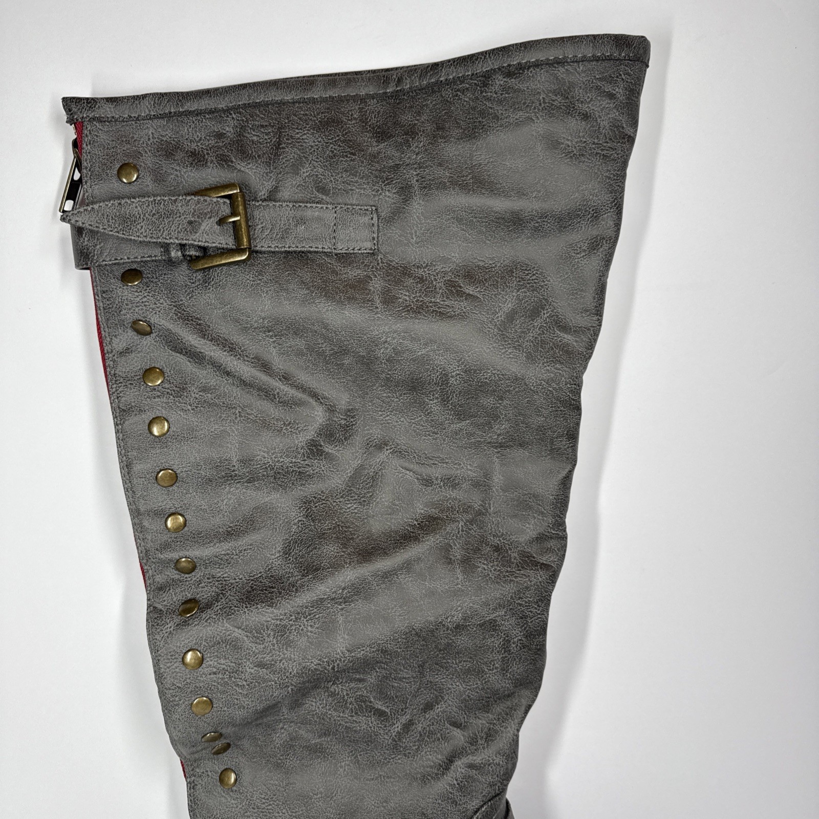 Journee Knee High Boots 11 Studded Zipper Buckle Equestrian Riding Moto Y2K Edgy