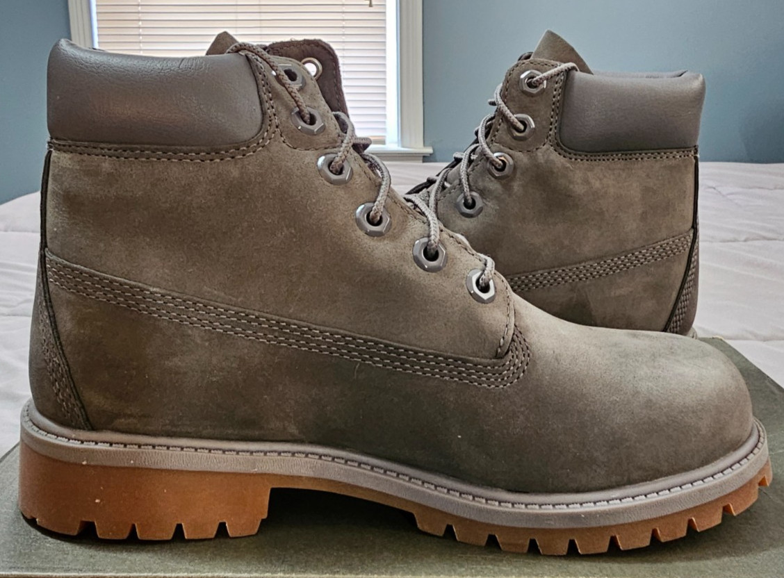 Timberland® (Juniors 6/Women’s 8 M) Premium 6-Inch Waterproof Boot in Grey Mono
