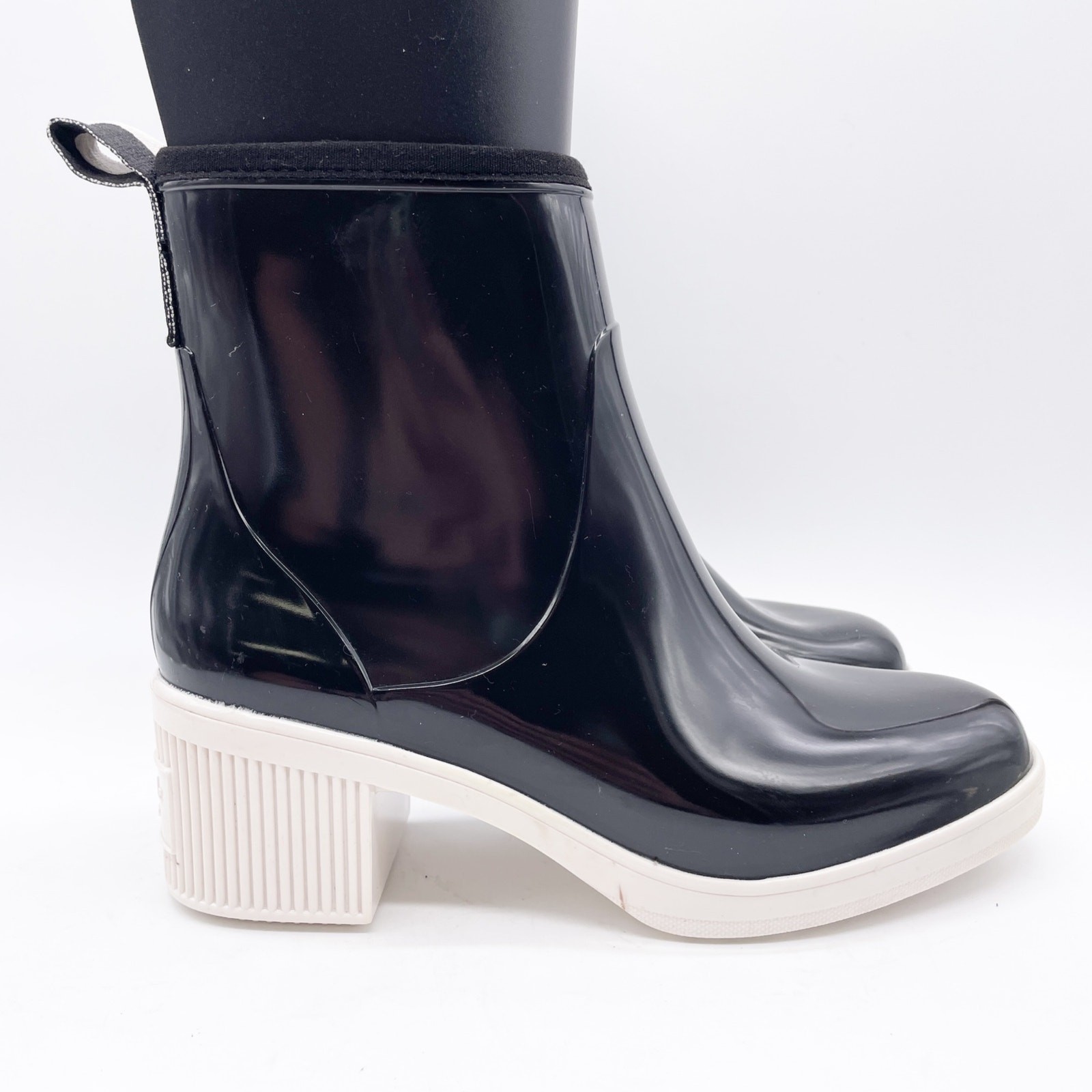Kate Spade New York Women’s Puddle Black Blocked Heel Ankle Rain Boots Size 7