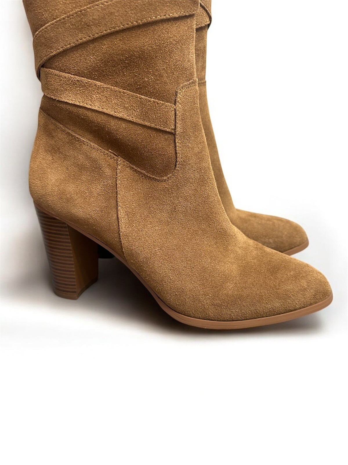 $275 SAKS FIFTH AVENUE Suede Leather Knee-High Tasseled Mariann Heel Boot 10
