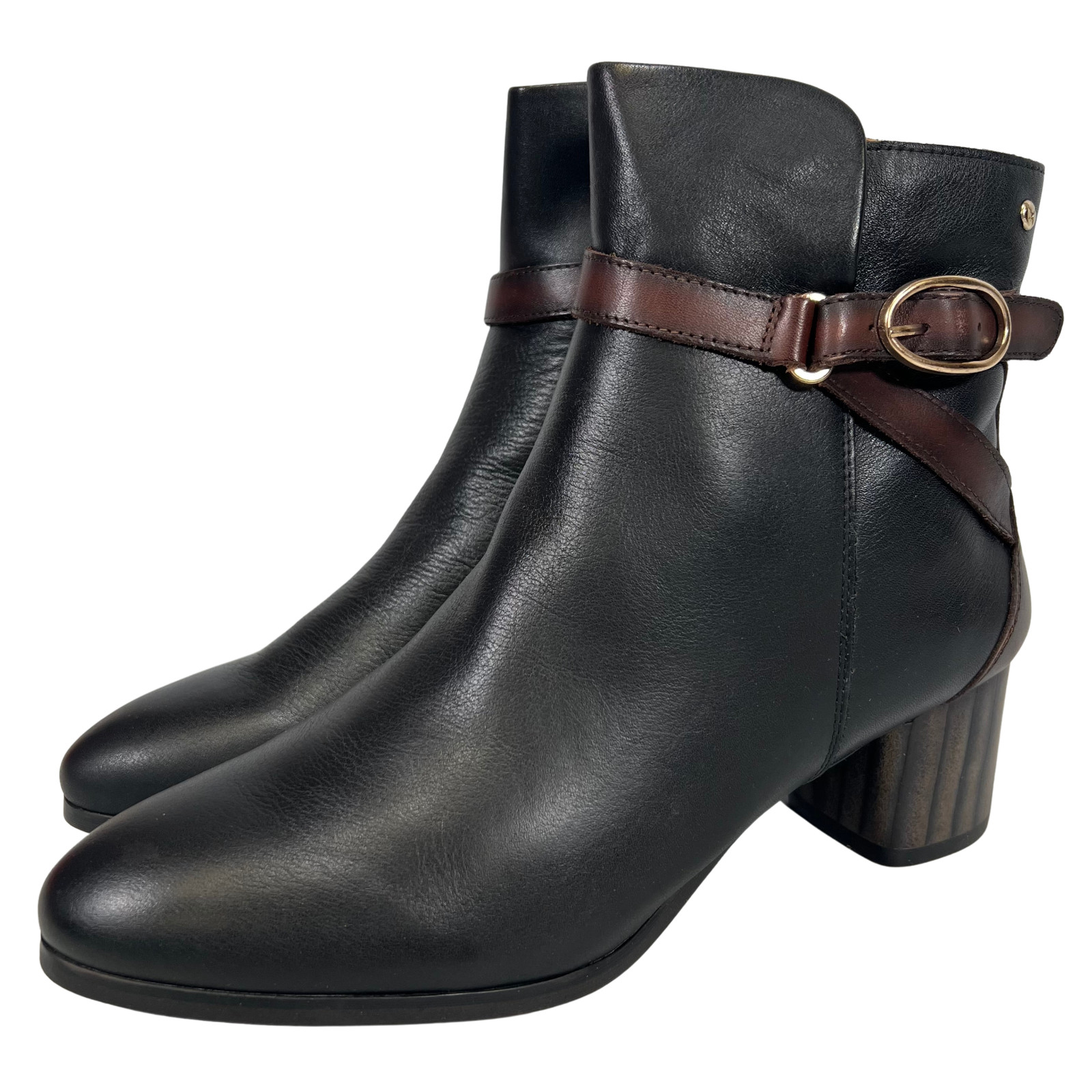 Pikolinos Women’s Calafat Leather Heeled Ankle Black Boots Size EU 41 US 10-10.5
