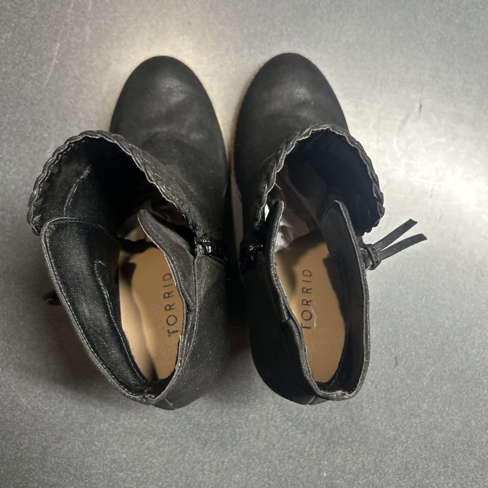 Torrid Womens Black Synthetic Ankle Bootie Side Zip Round Toe Rubber Size 7